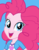 Size: 434x554 | Tagged: safe, pinkie pie, equestria girls, g4, official, adorkable, blue background, bust, cute, dork, female, looking at you, open mouth, simple background, smiling, solo