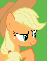 Size: 434x554 | Tagged: safe, applejack, earth pony, pony, g4, official, bust, female, green background, raised hoof, simple background, smiling, solo