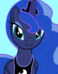 Size: 434x554 | Tagged: safe, princess luna, alicorn, pony, g4, official, blue background, female, looking at you, simple background, smiling, solo