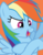 Size: 434x554 | Tagged: safe, rainbow dash, pegasus, pony, g4, official, crossed hooves, female, flying, open mouth, orange background, simple background, smiling, solo, spread wings, wings