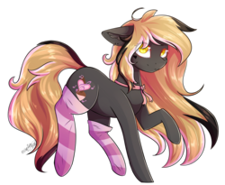 Size: 5500x4500 | Tagged: safe, artist:squishkitti, oc, oc only, oc:madiess, earth pony, pony, absurd resolution, clothes, female, mare, raised hoof, simple background, socks, solo, striped socks, transparent background