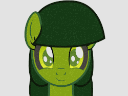 Size: 1265x950 | Tagged: safe, artist:badumsquish, derpibooru exclusive, oc, oc only, oc:elkie.exe, computer virus pony, original species, animated, black sclera, blinking, bust, computer virus, cute, error, female, gif, glitch, gray background, looking at you, portrait, simple background, smiling, solo, static, when you see it