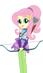 Size: 300x500 | Tagged: safe, fluttershy, equestria girls, friendship games, g4, official, archery, cute, female, looking at you, simple background, solo, transparent background