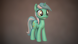 Size: 1600x900 | Tagged: safe, artist:alligatorskiesix, lyra heartstrings, pony, unicorn, g4, 3d, female, gradient background, grin, smiling, solo, standing