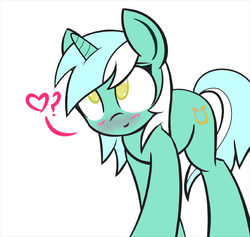 Size: 633x600 | Tagged: source needed, safe, artist:manicpanda, edit, lyra heartstrings, pony, unicorn, g4, blushing, colored pupils, cute, female, heart, lyrabetes, simple background, smiling, solo, white background