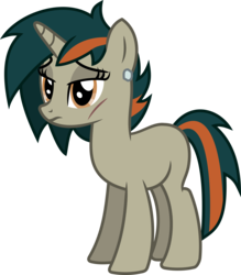 Size: 10100x11526 | Tagged: safe, artist:itspeahead, oc, oc only, oc:ana, pony, unicorn, g4, absurd resolution, blank flank, ear piercing, earring, jewelry, lidded eyes, orange eyes, piercing, scar, show accurate, simple background, solo, transparent background, unamused