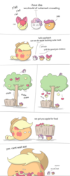 Size: 768x1920 | Tagged: safe, artist:switchy, apple bloom, applejack, scootaloo, sweetie belle, g4, apple, apple tree, comic, cutie mark crusaders, polandball, simple background, that pony sure does love apples, this will end in tears and/or death, tree, white background, y'all