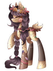 Size: 2061x2755 | Tagged: safe, artist:scarlet-spectrum, oc, oc only, oc:flower catcher, ambiguous species, art trade, eyes closed, female, high res, simple background, smiling, solo, transparent background