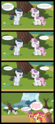 Size: 2592x5769 | Tagged: safe, artist:lunaticdawn, apple bloom, button mash, rumble, scootaloo, sweetie belle, tender taps, earth pony, pegasus, pony, unicorn, g4, ^^, argument, colt, comic, cute, cutie mark crusaders, eyes closed, female, fight, filly, foal, high res, male, ship:rumbelle, shipping, straight, tenderbloom