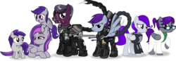 Size: 4789x1658 | Tagged: safe, artist:vector-brony, oc, oc only, oc:dawn (project horizons), oc:dusk, oc:lambent, oc:lucent, oc:moonshadow, oc:morning glory (project horizons), oc:sky striker, fallout equestria, fallout equestria: project horizons, armor, enclave, enclave armor, family, grand pegasus enclave, high res, power armor, simple background, transparent background