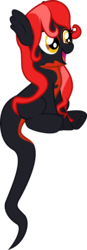 Size: 579x1665 | Tagged: safe, artist:lightningbolt, derpibooru exclusive, oc, oc only, oc:mave, alp-luachra, original species, pony, g4, .svg available, badumsquish approved, cute, female, happy, long mane, long tail, open mouth, show accurate, simple background, sitting, smiling, solo, svg, transparent background, underhoof, vector