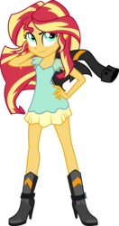 Size: 5000x9450 | Tagged: safe, alternate version, artist:cencerberon, sunset shimmer, equestria girls, g4, my little pony equestria girls: friendship games, absurd resolution, boots, clothes, female, high heel boots, jacket, leather jacket, no pants, show accurate, simple background, solo, transparent background, vector