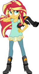 Size: 5000x9450 | Tagged: safe, artist:cencerberon, sunset shimmer, equestria girls, g4, my little pony equestria girls: friendship games, absurd resolution, boots, breasts, clothes, female, high heel boots, jacket, leather jacket, pants, show accurate, simple background, solo, transparent background, vector