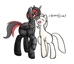 Size: 542x468 | Tagged: safe, artist:ryxingeir, oc, oc only, oc:blackjack, oc:boo, fallout equestria, fallout equestria: project horizons, level 4 (alicorn eclipse) (project horizons), nuzzling