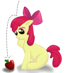 Size: 1218x1269 | Tagged: dead source, safe, artist:redeverose, apple bloom, g4, apple, female, food, solo