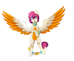Size: 2949x2433 | Tagged: safe, artist:ohhoneybee, oc, oc only, oc:nephthys (certhewitch), pony, sphinx, female, high res, mare, simple background, solo, sphinx oc, spread wings, transparent background, wings