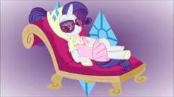 Size: 541x304 | Tagged: safe, artist:phucknuckl, rarity, pony, g4, sleepless in ponyville, animated, camping outfit, clothes, dress, fainting couch, female, gif, solo