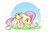 Size: 1600x1021 | Tagged: safe, artist:pokori, fluttershy, rabbit, g4, colored hooves, female, floppy ears, looking at something, solo, sparkles, spread wings, wings