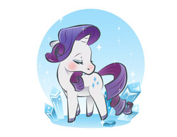 Size: 1600x1232 | Tagged: safe, artist:pokori, rarity, g4, colored hooves, crystal, eyes closed, female, floppy ears, solo, sparkles, turned head