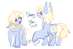 Size: 800x534 | Tagged: safe, artist:clovercoin, oc, oc only, oc:sleepy star, bat pony, pony, cloverly ponies, solo