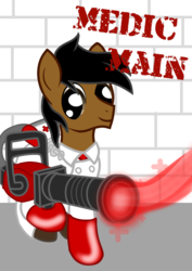 Size: 1000x1414 | Tagged: safe, artist:nazreen115, medic, medic (tf2), medical pony, medigun, team fortress 2