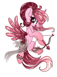 Size: 1449x1980 | Tagged: safe, artist:mizuunie, oc, oc only, pegasus, pony, arrow, bow (weapon), bow and arrow, cupid, female, mare, simple background, solo, tongue out, transparent background, weapon