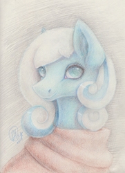 Size: 1545x2139 | Tagged: safe, artist:kimsteinandother, oc, oc only, oc:snowdrop, pegasus, pony, bust, portrait, solo, traditional art
