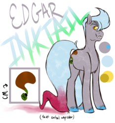 Size: 964x1036 | Tagged: safe, artist:greaserparty, oc, oc only, oc:edgar inktail, earth pony, pony, grin, sharp teeth, smiling, solo, teeth