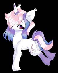 Size: 1099x1384 | Tagged: safe, artist:lnspira, oc, oc only, oc:snow berry, pony, unicorn, black background, female, horn, mare, multicolored horn, simple background, solo