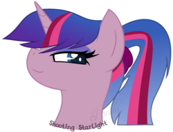 Size: 798x611 | Tagged: safe, artist:ipandacakes, oc, oc only, oc:shooting starlight, alicorn, pony, bust, female, mare, offspring, parent:flash sentry, parent:twilight sparkle, parents:flashlight, portrait, simple background, solo, transparent background