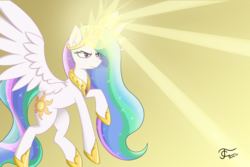 Size: 3000x2000 | Tagged: safe, artist:thunder chaser, princess celestia, alicorn, pony, g4, angry, female, high res, magic, solo