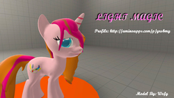 Size: 1920x1080 | Tagged: safe, artist:wofy, oc, oc only, oc:light magic, pony, unicorn, 3d, looking at you, solo