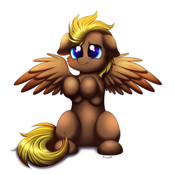 Size: 2000x2000 | Tagged: safe, artist:confetticakez, oc, oc only, pegasus, pony, blue eyes, cute, floppy ears, high res, male, ocbetes, raised hoof, simple background, sitting, solo, spread wings, stallion, white background, wings
