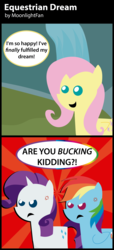 Size: 1371x3016 | Tagged: safe, artist:littletigressda, fluttershy, rainbow dash, rarity, fluttershy leans in, g4, angry, comic, cross-popping veins, happy, pointy ponies, text