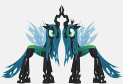 Size: 960x653 | Tagged: source needed, safe, artist:mixermike622, edit, queen chrysalis, changeling, changeling queen, tumblr:ask fluffle puff, g4, cute, cutealis, female, former queen chrysalis, horn, horns are touching, self paradox, self ponidox