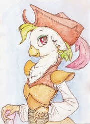 Size: 578x800 | Tagged: safe, artist:daisymane, captain celaeno, anthro, g4, my little pony: the movie, clothes, female, hat, pirate, pirate hat, solo, traditional art