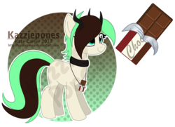 Size: 1024x741 | Tagged: safe, artist:kazziepones, oc, oc only, oc:chocolate mint, earth pony, pony, chocolate, female, food, mare, reference sheet, simple background, solo, transparent background
