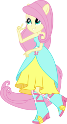 Size: 3591x6570 | Tagged: safe, artist:sugar-loop, fluttershy, equestria girls, g4, my little pony equestria girls, absurd resolution, boots, fall formal outfits, high heel boots, ponied up, pony ears, ponytail, raised leg, solo, wingless