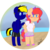 Size: 3000x3000 | Tagged: safe, artist:befishproductions, oc, oc only, oc:consol mash, oc:spirited rainbow, anthro, beach, chibi, clothes, female, high res, male, mare, shorts, signature, stallion