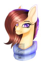 Size: 1583x2290 | Tagged: safe, artist:minelvi, oc, oc only, oc:coffee, earth pony, pony, bust, clothes, earth pony oc, eyelashes, female, mare, portrait, scarf, simple background, smiling, solo, transparent background