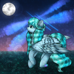 Size: 1024x1024 | Tagged: safe, artist:northlights8, oc, oc only, pegasus, pony, female, full moon, mare, moon, night, solo