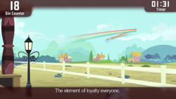 Size: 640x360 | Tagged: safe, screencap, rainbow dash, pony, cinemare sins, g4, three's a crowd, element of loyalty