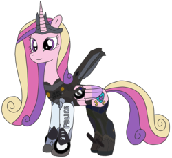 Size: 1811x1661 | Tagged: safe, artist:supahdonarudo, princess cadance, pony, g4, barricade, clothes, cosplay, costume, decepticon, female, simple background, solo, transformers, transparent background, vector
