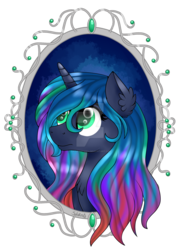 Size: 1024x1425 | Tagged: safe, artist:saturnstar14, oc, oc only, pony, beautiful, bust, multicolored hair, portrait, silver, solo, watermark