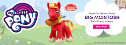 Size: 960x350 | Tagged: safe, big macintosh, earth pony, pony, g4, build-a-bear, horse collar, irl, male, my little pony logo, photo, plushie, solo, stallion, unshorn fetlocks