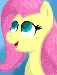 Size: 1200x1600 | Tagged: safe, artist:ptxgirwaffles, fluttershy, pony, g4, bust, female, looking away, looking up, open mouth, portrait, smiling, solo