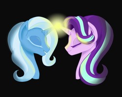 Size: 1280x1020 | Tagged: safe, artist:zombieminion1992, starlight glimmer, trixie, pony, unicorn, g4, female, horn, horns are touching, lesbian, mare, ship:startrix, shipping