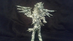 Size: 2560x1440 | Tagged: safe, artist:thefoilguy, oc, oc only, oc:toffee scotch, pegasus, pony, aluminum, foil, irl, metal, photo, request, sculpture, traditional art