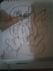 Size: 2576x1932 | Tagged: safe, artist:kellysans, oc, oc only, pegasus, pony, boop, hand, lined paper, pencil drawing, tongue out, traditional art