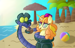 Size: 1099x710 | Tagged: safe, artist:snakeythingy, tropical dream, pony, g4, bendy straw, blushing, coconut, coils, drinking straw, food, happy, kaa, kaa eyes, mind control, peril, smiling, swirly eyes, tropical